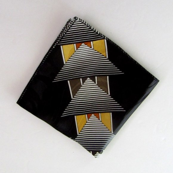 Black , green & golden yellow Art Deco style polyester pocket square or scarf - Picture 2 of 6